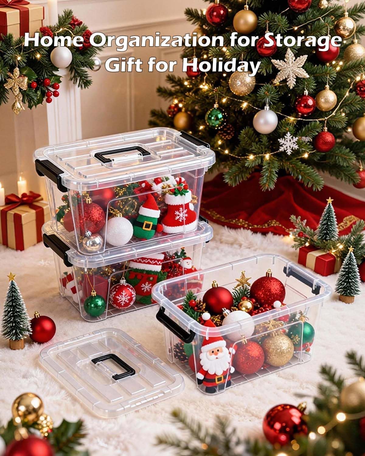 NUMIFUN 7Qt Clear Plastic Storage Bins with Lids.Transparent Design.6 Pack | Stackable organizing totes with buckle latches & handles.Dust-proof clear design for home.office & pantry space saving - Image 2