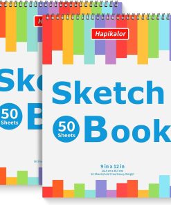 9 x 12 Sketch Book. 2-Pack 50 Sheets Spiral Bound Art Sketchbook. Acid Free Artist Drawing Book Paper. Art Supplies for Adults Kids. Craft Activities. Sketch Paper for Drawing Coloring Sketching