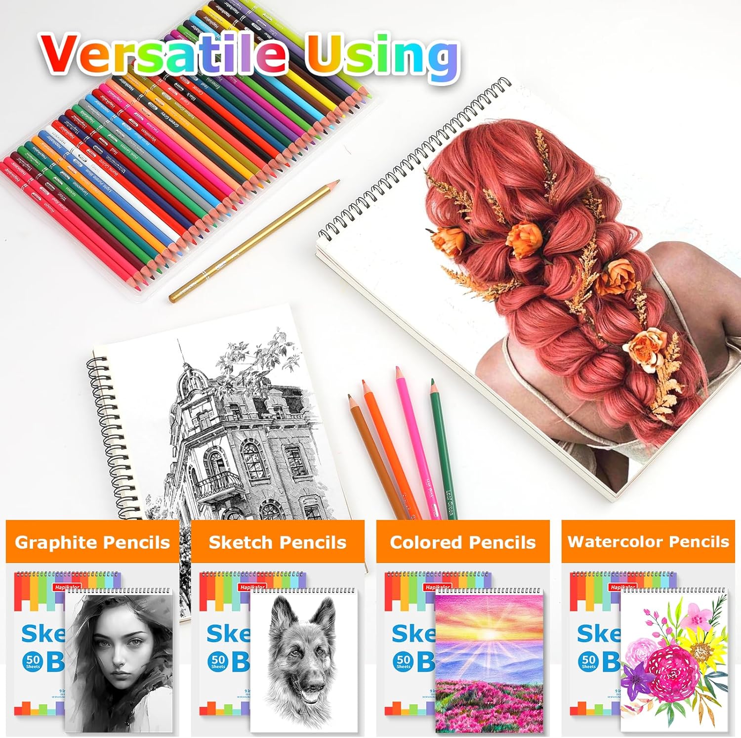 9 x 12 Sketch Book. 2-Pack 50 Sheets Spiral Bound Art Sketchbook. Acid Free Artist Drawing Book Paper. Art Supplies for Adults Kids. Craft Activities. Sketch Paper for Drawing Coloring Sketching - Image 3