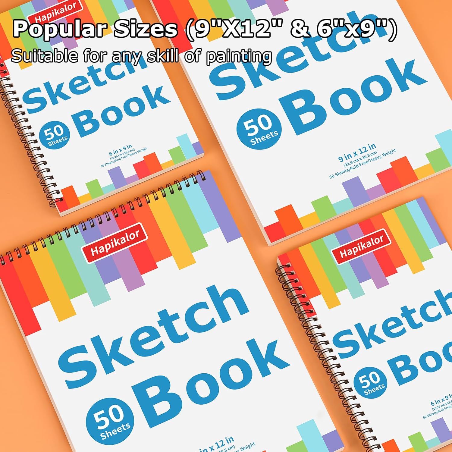 9 x 12 Sketch Book. 2-Pack 50 Sheets Spiral Bound Art Sketchbook. Acid Free Artist Drawing Book Paper. Art Supplies for Adults Kids. Craft Activities. Sketch Paper for Drawing Coloring Sketching - Image 7