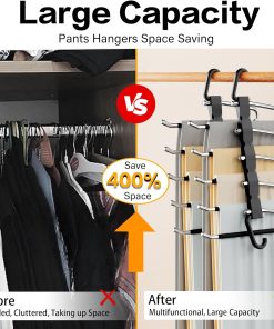 Alternative view of Pants Hangers Space Saving - 2 Pack Closet Organizer and Storage Jean Hangers. Stainless Steel Anti-Slip Clothes Hanger Scarf Holder for Pants Jeans Leggings Trousers Pant Rack. Black